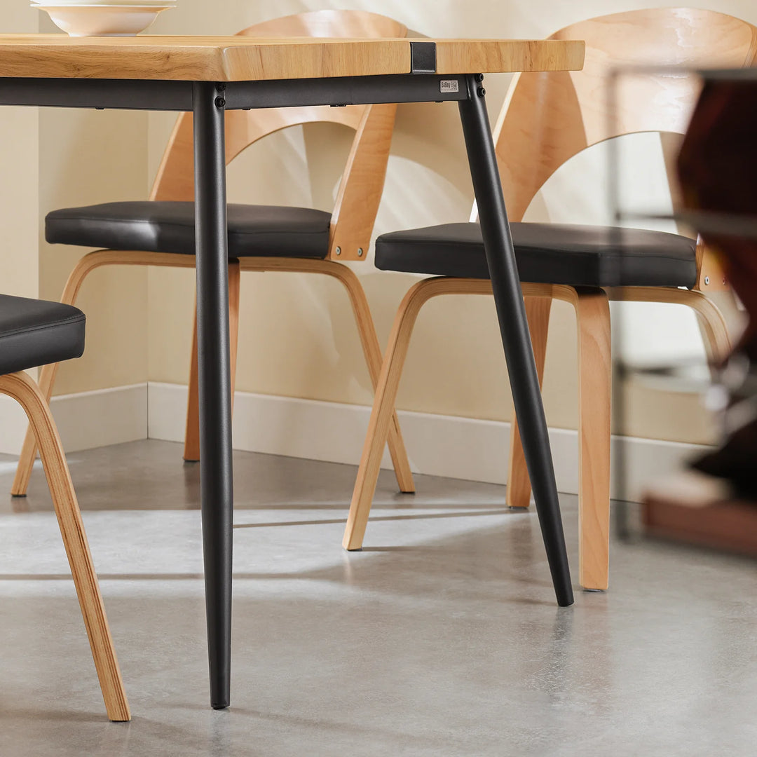 Moderne spisebord i japandi-stil, 120x78x75 cm, naturfarvet med sort