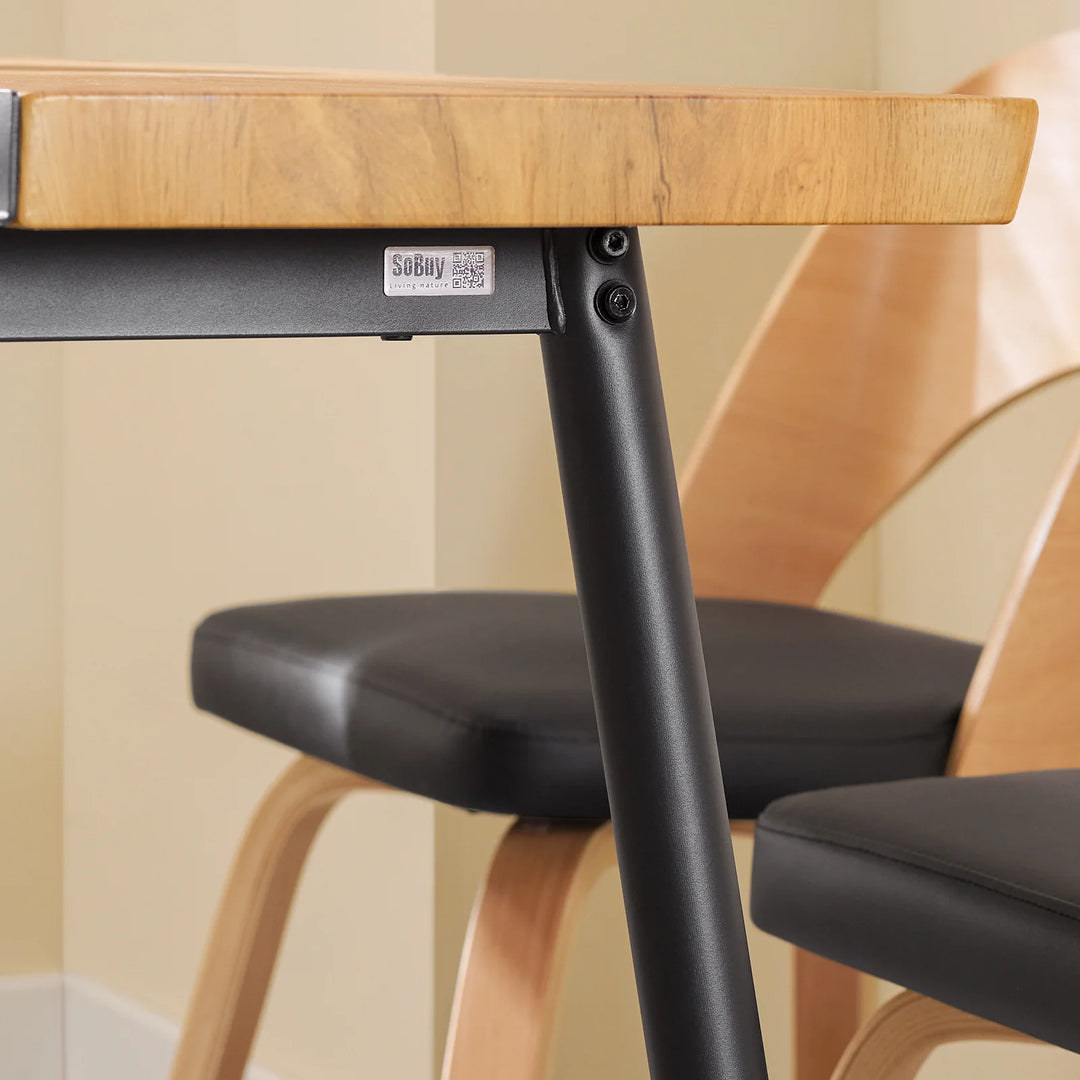 Moderne spisebord i japandi-stil, 120x78x75 cm, naturfarvet med sort