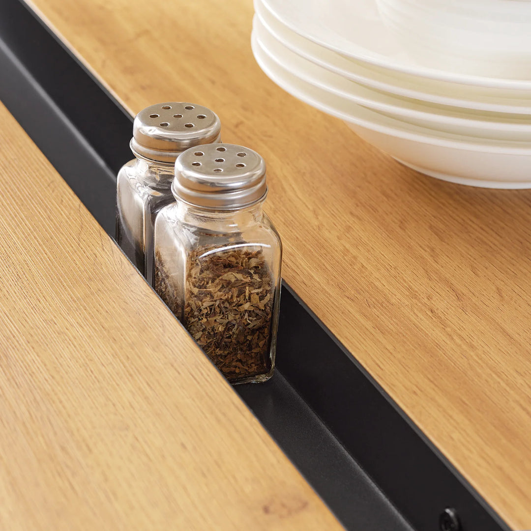 Moderne spisebord i japandi-stil, 120x78x75 cm, naturfarvet med sort