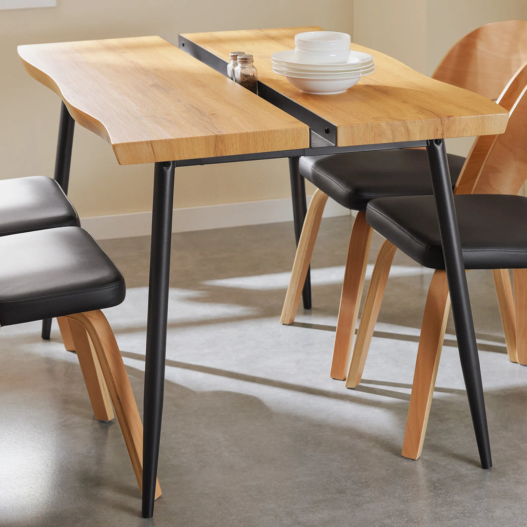 Moderne spisebord i japandi-stil, 120x78x75 cm, naturfarvet med sort