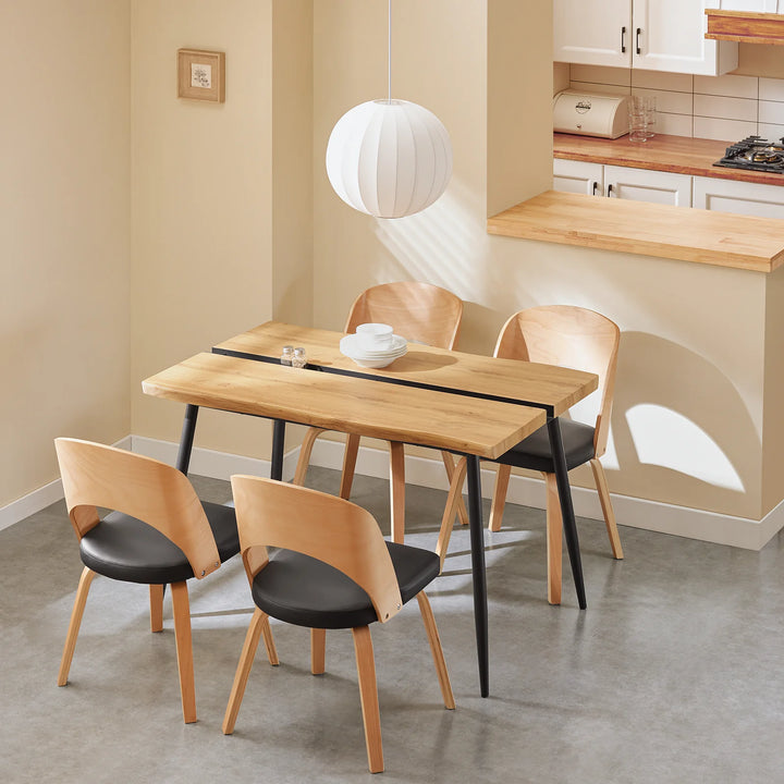 Moderne spisebord i japandi-stil, 120x78x75 cm, naturfarvet med sort