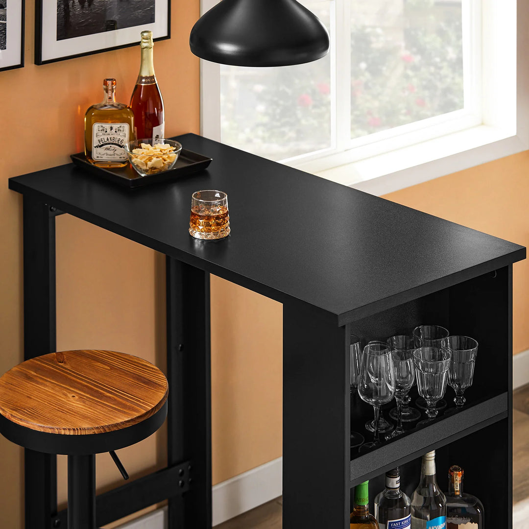 Elegant og pladsbesparende barbord i sort (112 x 57 x 106 cm)