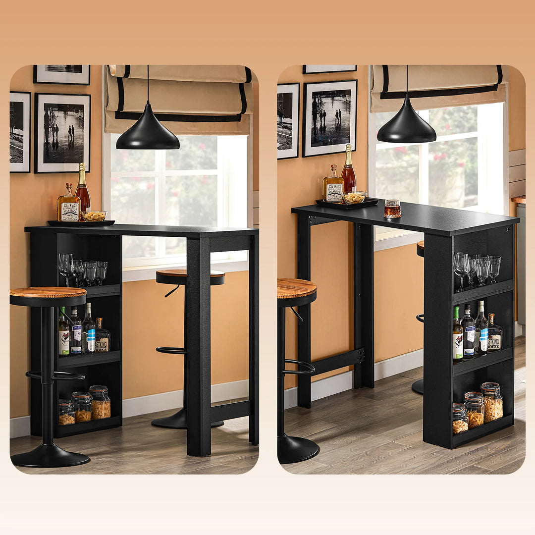 Elegant og pladsbesparende barbord i sort (112 x 57 x 106 cm)