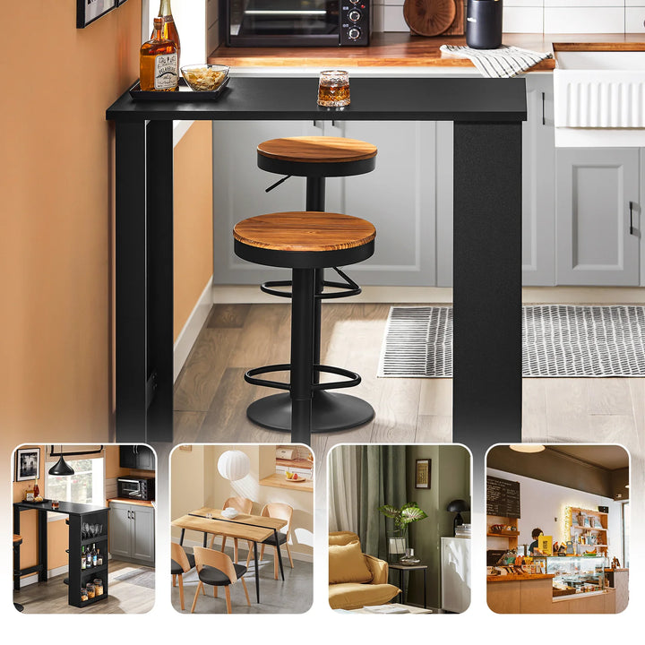 Elegant og pladsbesparende barbord i sort (112 x 57 x 106 cm)