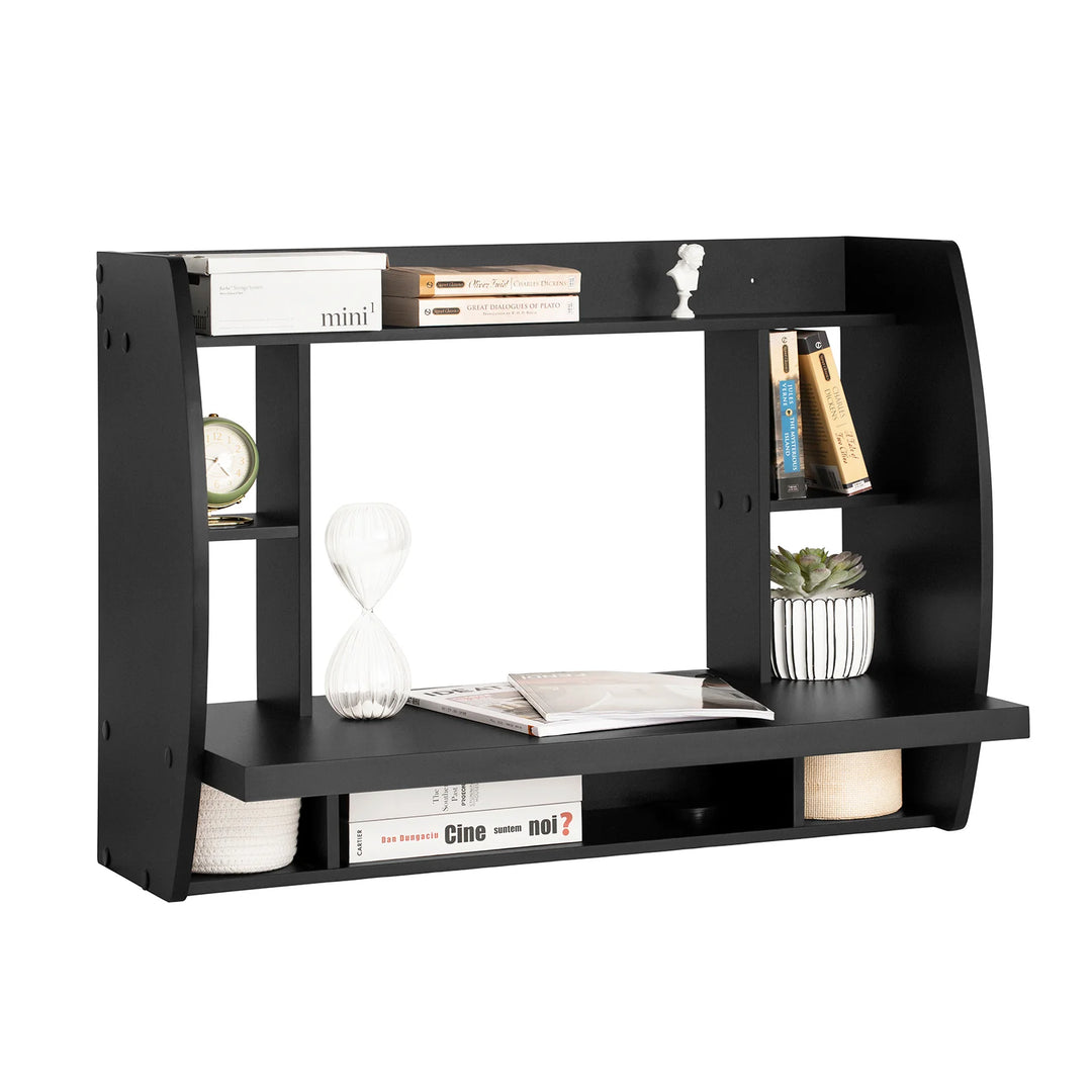 Udnyt pladsen optimalt med dette pladsbesparende skrivebord i sort (B64 x D58 x H82 cm)