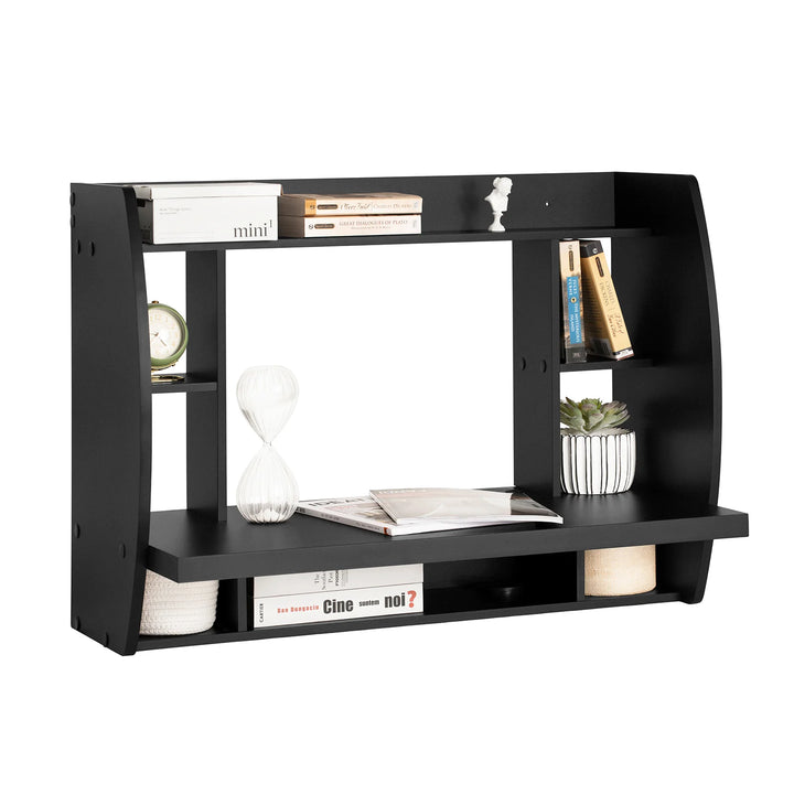 Udnyt pladsen optimalt med dette pladsbesparende skrivebord i sort (B64 x D58 x H82 cm)