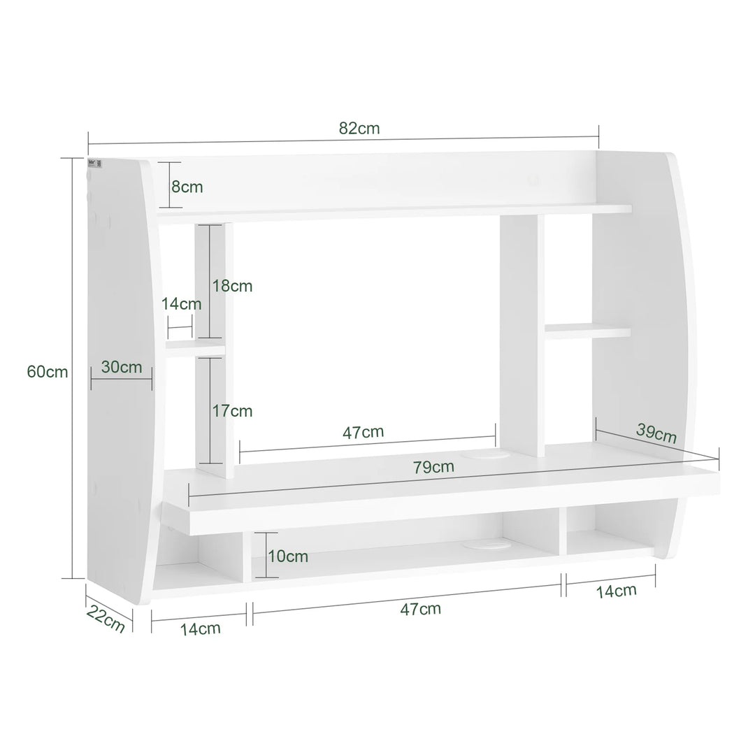 Væghængt skrivebord, 82 x 39 x 60 cm, hvid