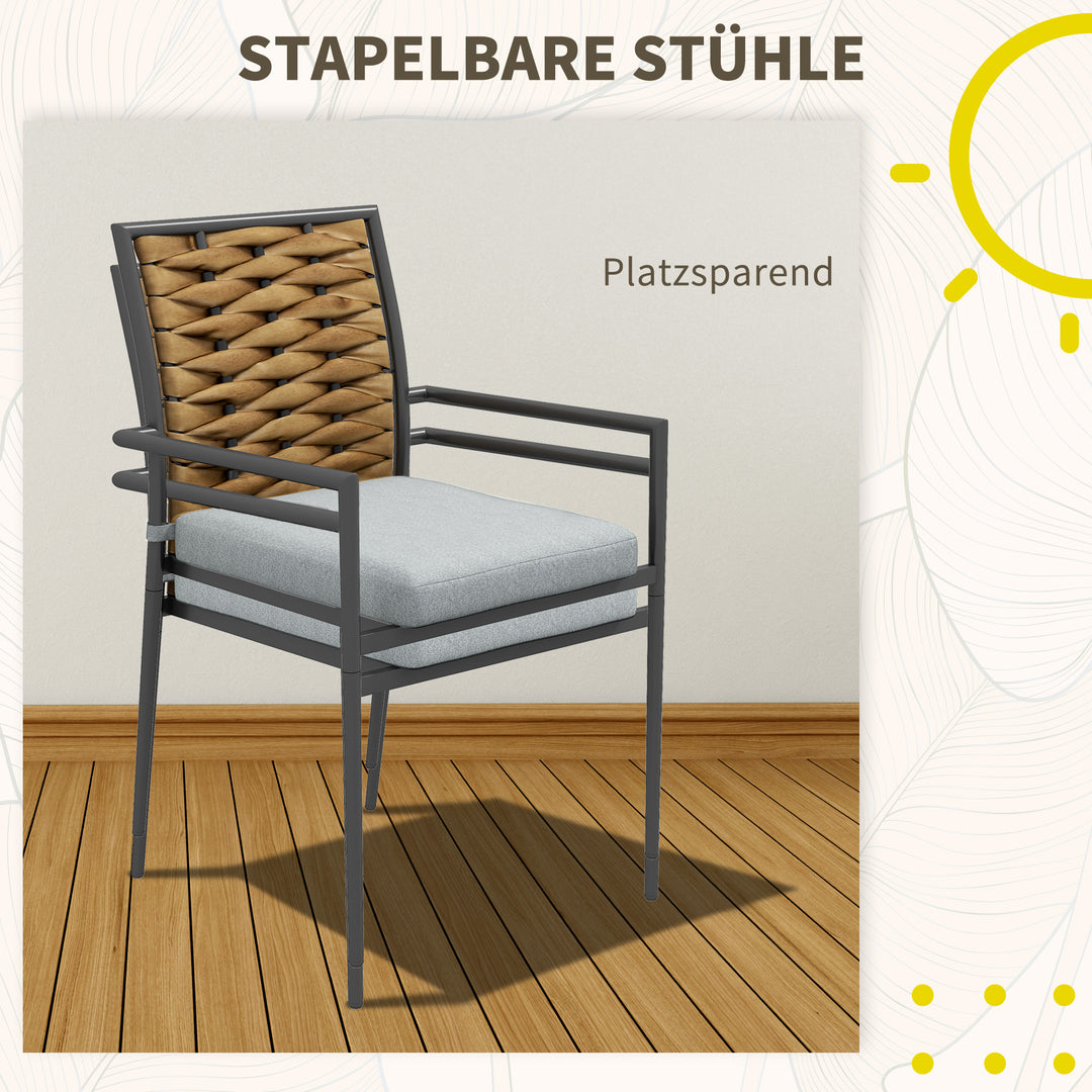 Havestole udendørs stole terrassestole, vejrbestandige, moderne design, 57 x 58 x 87 cm, grå
