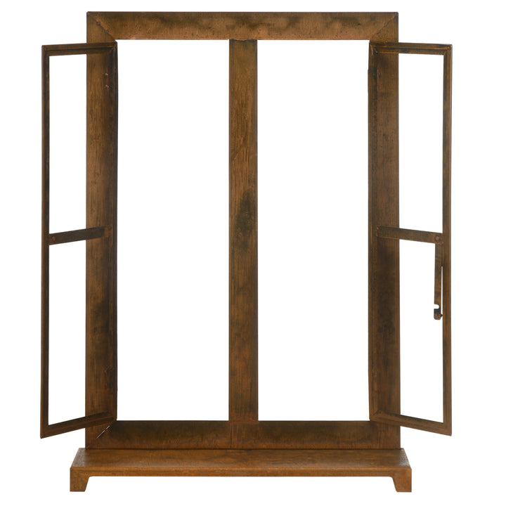 Dekorativ vinduesramme til haven, vintage design, 55 cm x 19 cm x 80 cm, metal, brun