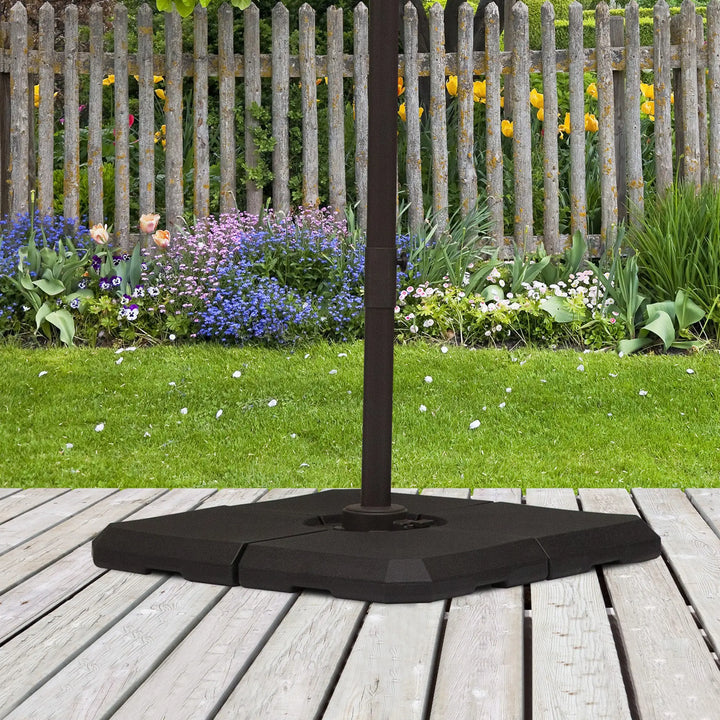 Parasolfod, 4-delt parasolstativ, kan fyldes med 80 kg vand eller 120 kg sand, HDPE, sort, 100 x 100 x 9,5 cm