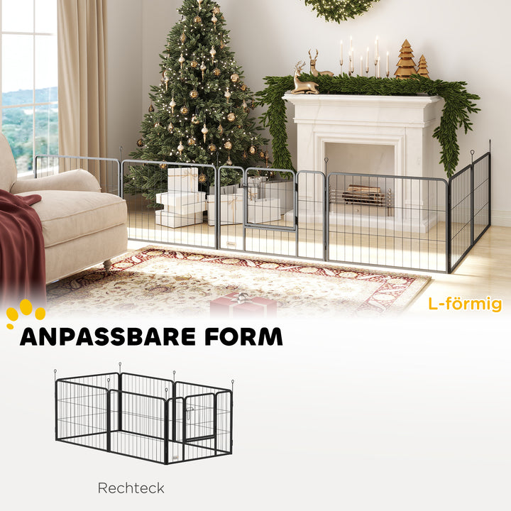 Hundehegn, kæledyrsindhegning, 6 paneler, stål, foldbar, grå