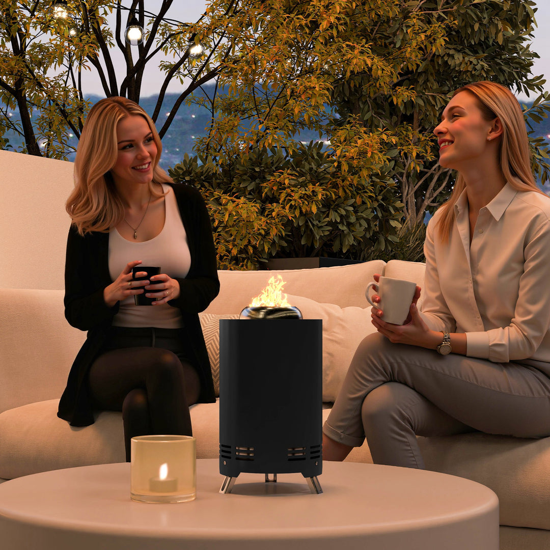 Bålfad 16x25cm lavet af rustfrit stål bålfad med poker røgfri bålfade sort