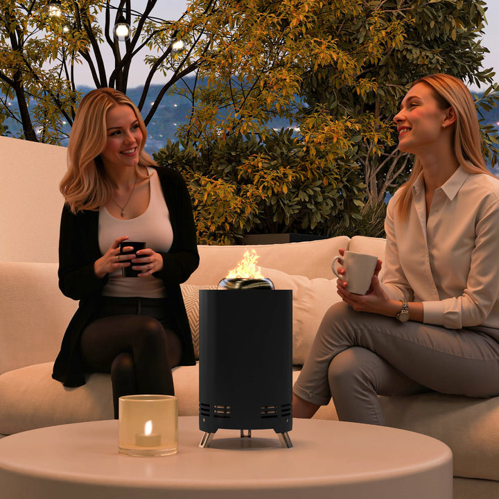 Bålfad 16x25cm lavet af rustfrit stål bålfad med poker røgfri bålfade sort