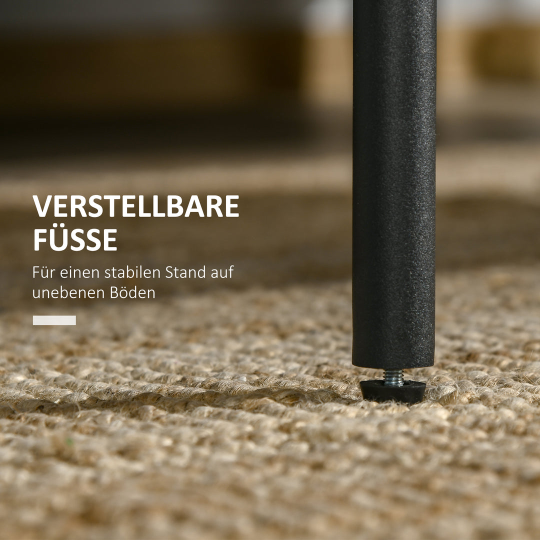 Sofabord med hylde, justerbare fødder, stålstel, glasplade, 100 x 55 x 45,5 cm, hvid