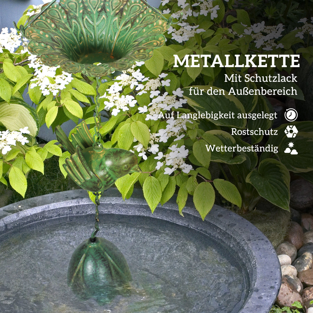 Sæt med 3 regnkæder 123 cm metal regnkæde med påsat fuglebøjle, bell green