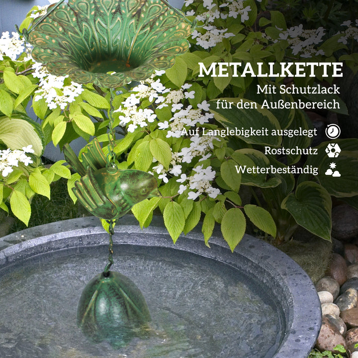 Sæt med 3 regnkæder 123 cm metal regnkæde med påsat fuglebøjle, bell green