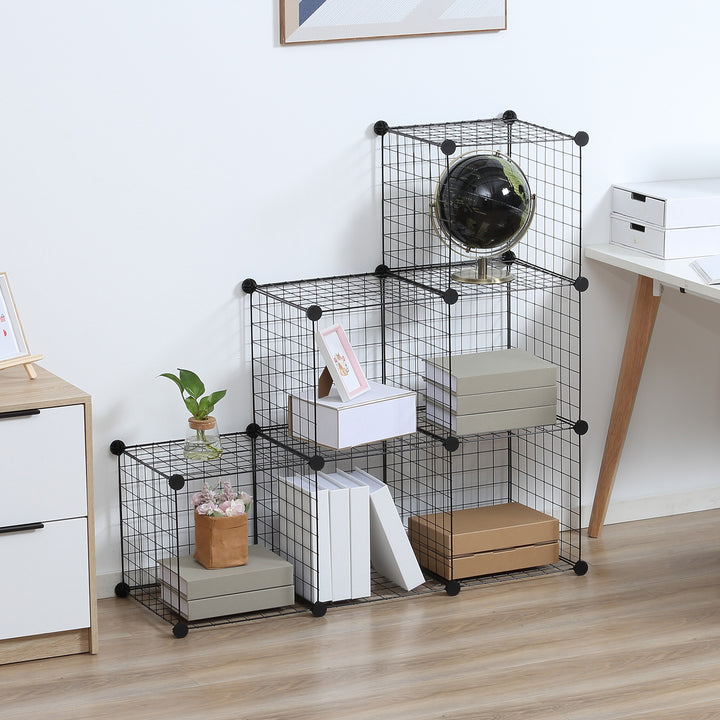 Metalkubehylde, justerbart kubeskab til tøj, bøger, legetøj, fleksibel, 109l x 37b x 109h cm, sort