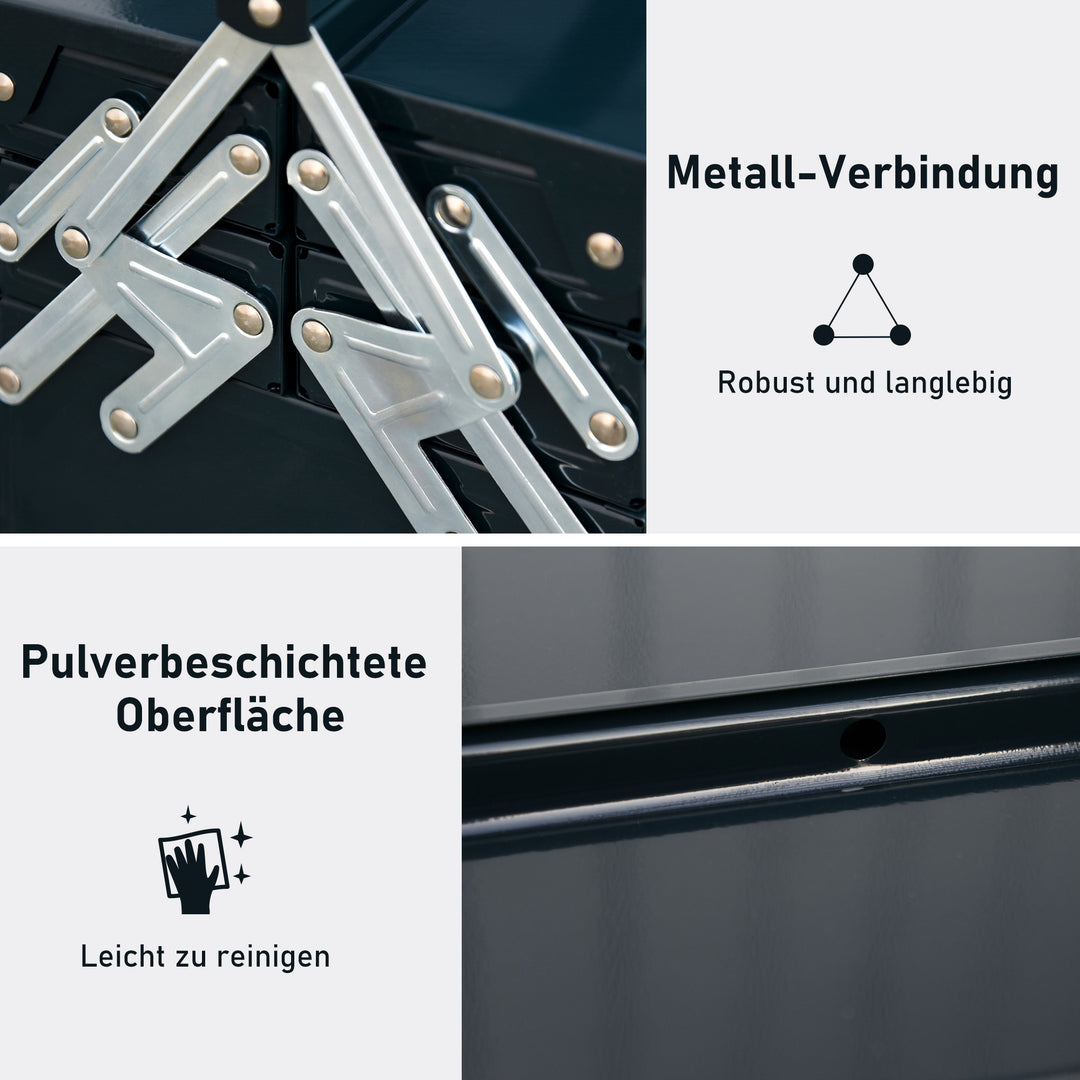 Værktøjskuffert værktøjskasse 5 rum foldbar stål (spcc) mørkegrøn 56 x 20 x 41 cm