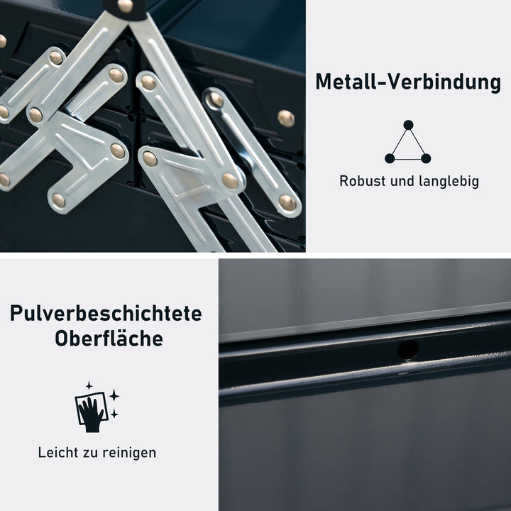 Værktøjskuffert værktøjskasse 5 rum foldbar stål (spcc) mørkegrøn 56 x 20 x 41 cm