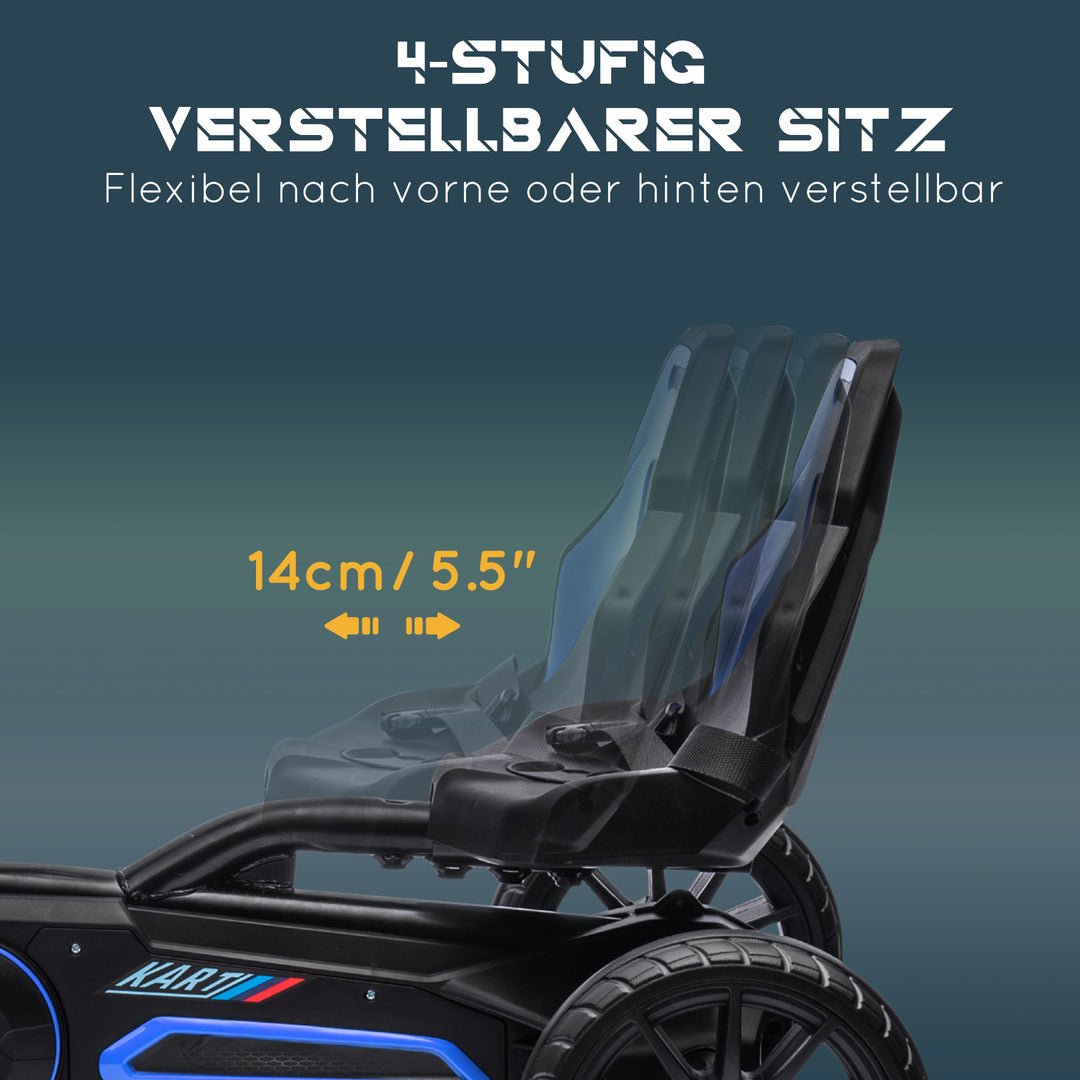 Gokart med pedaler og bakgear, til børn i alderen 3 til 8 år, blå