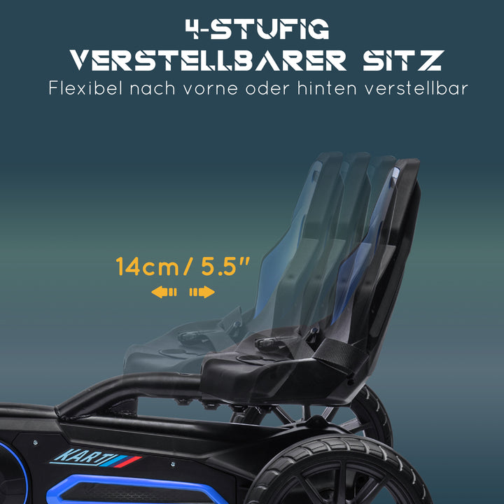 Gokart med pedaler og bakgear, til børn i alderen 3 til 8 år, blå