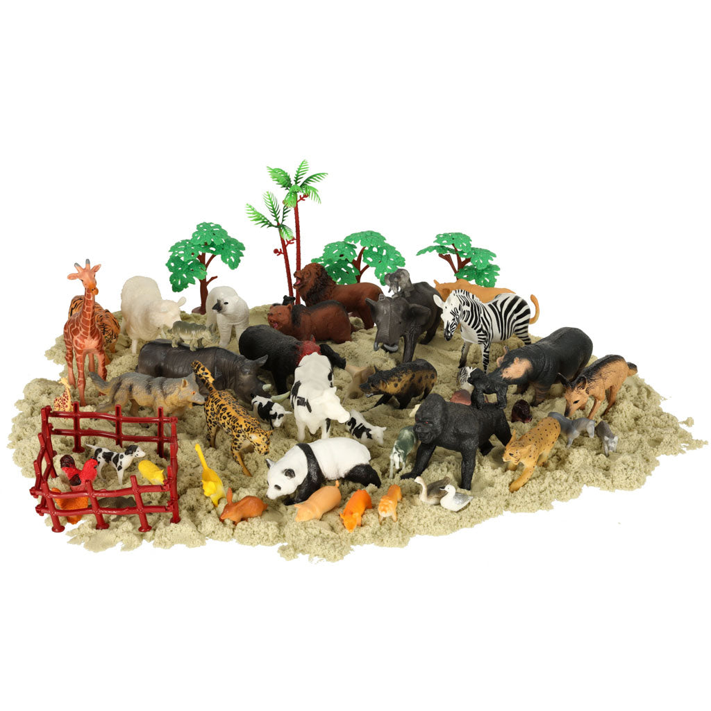 Figurer af zoologiske dyr, sæt med 59 el.