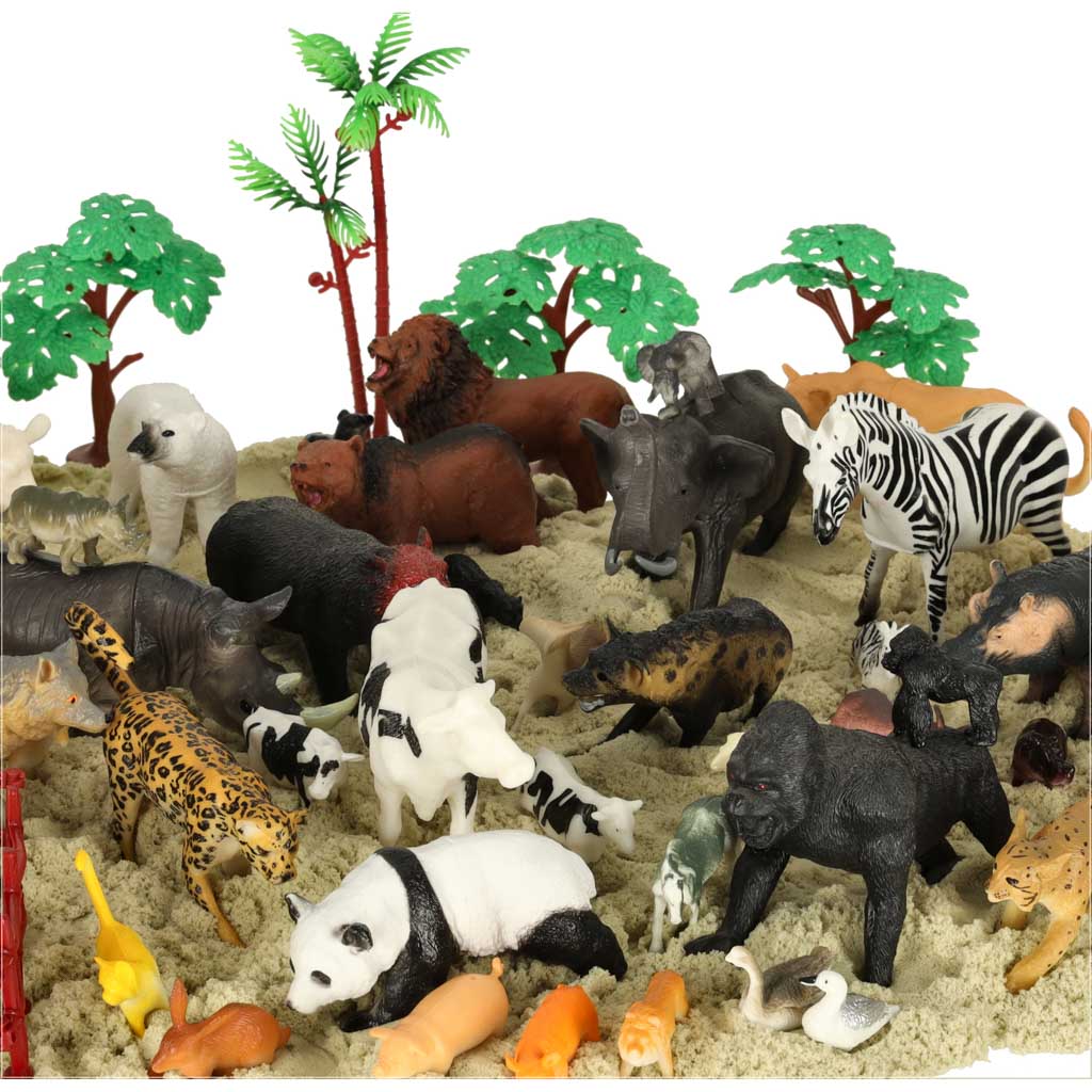 Figurer af zoologiske dyr, sæt med 59 el.