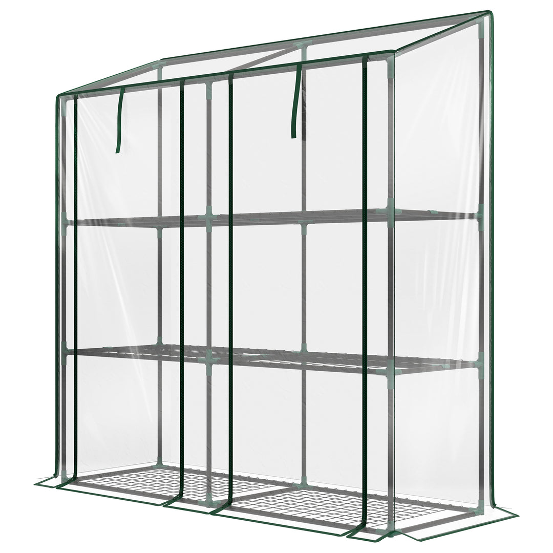 Drivhus, hylder, dobbeltdøre, 143 x 46 x 151 cm, transparent
