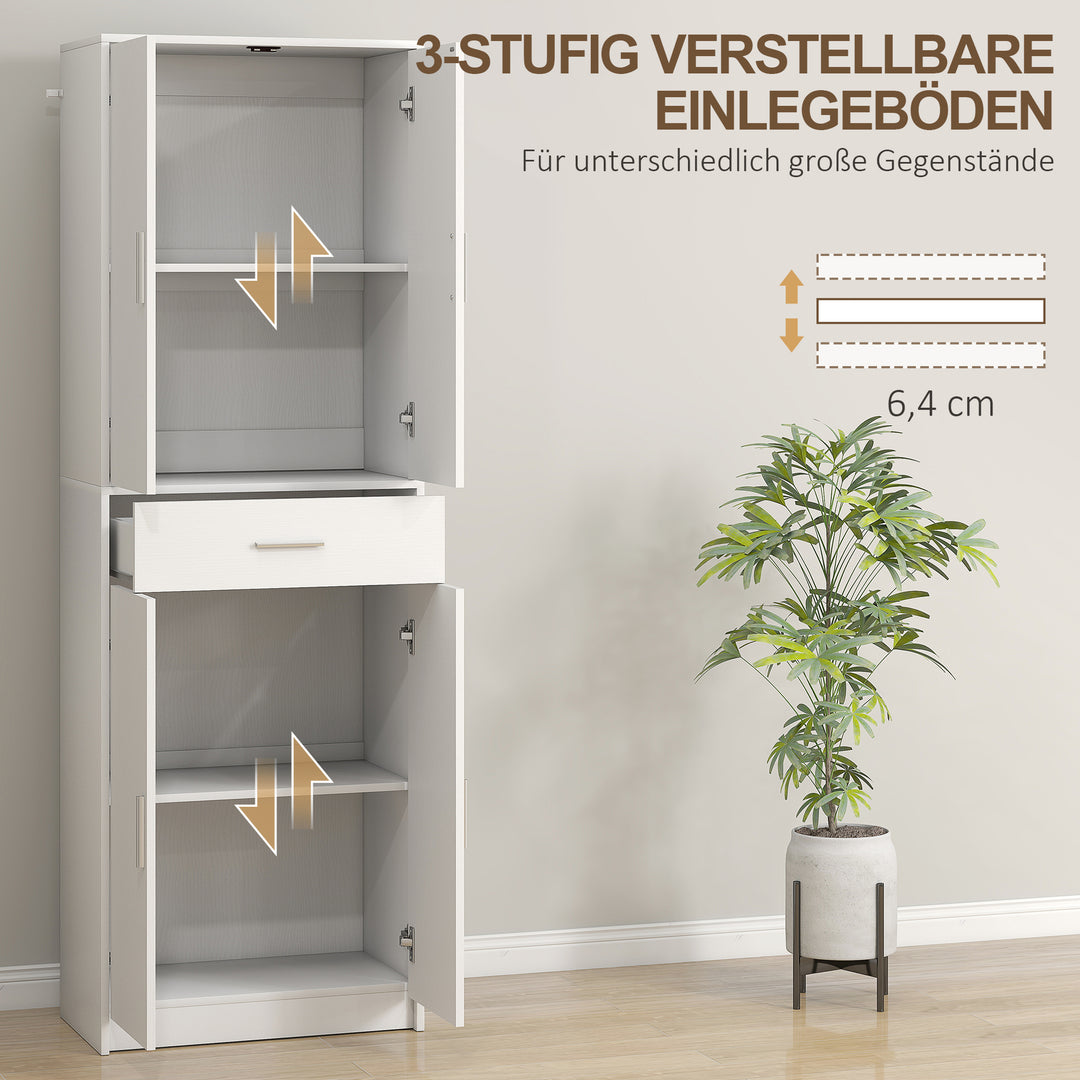 Køkkenskab, 3-lags justerbare hylder, spånplade, mdf, masser af opbevaringsplads, hvid