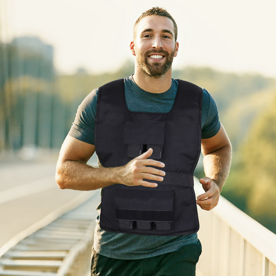 Vægtvest 15 kg / 20 kg / 30 kg justerbar træningsvest med aftagelige vægte Løbevest til kvinder og mænd til muskelopbygning, styrketræning, løb, fitness, crosstraining