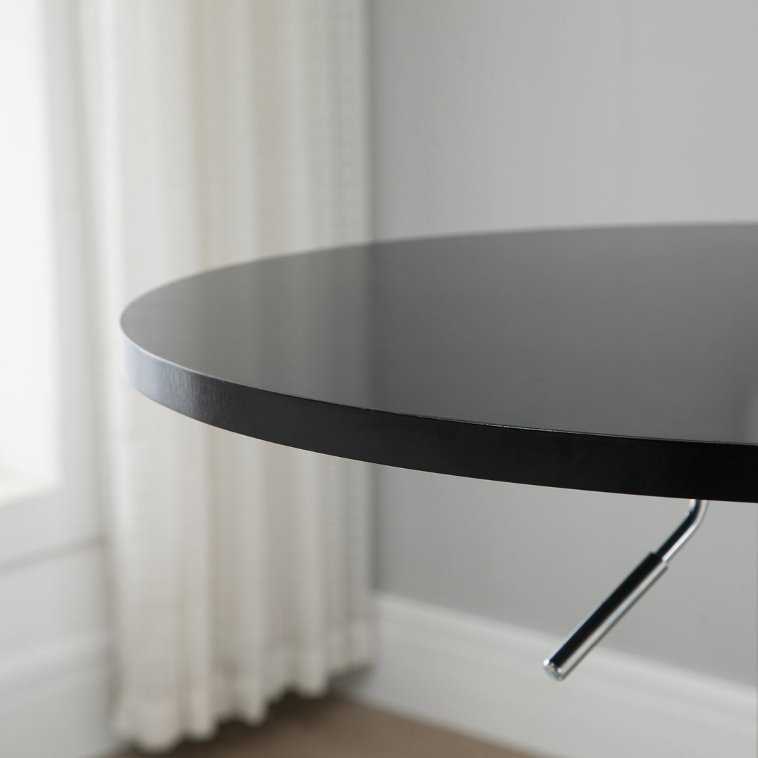Moderne rundt barbord, spisebord med 360° drejelig base, højdejusterbart bistrobord, ståbord, køkkenbord, stål, sort, Ø61 x 70-90 cm