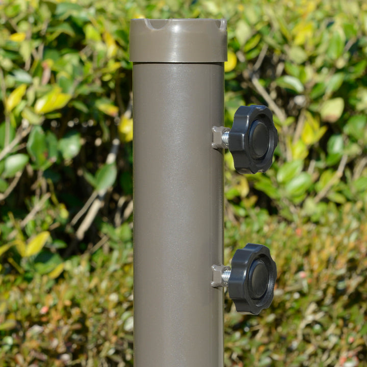 Parasol fritbærende parasol ø2,67 x 2,45 m svingparasol med dobbelt tag krydsfod stål udendørs solbeskyttelse polyester stål lysegrå