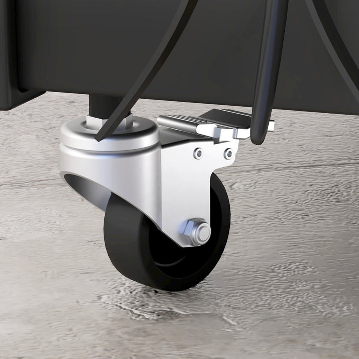 Brændehylde med hjul, meget tilbehør, metalramme, op til 60 kg, 48 x 30 x 76 cm, sort