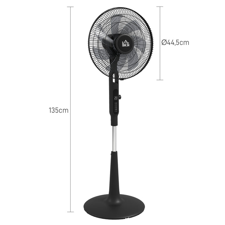 Stille piedestalventilator med fjernbetjening, 3 tilstande, 28 hastigheder, myggenet og oscillation, sort