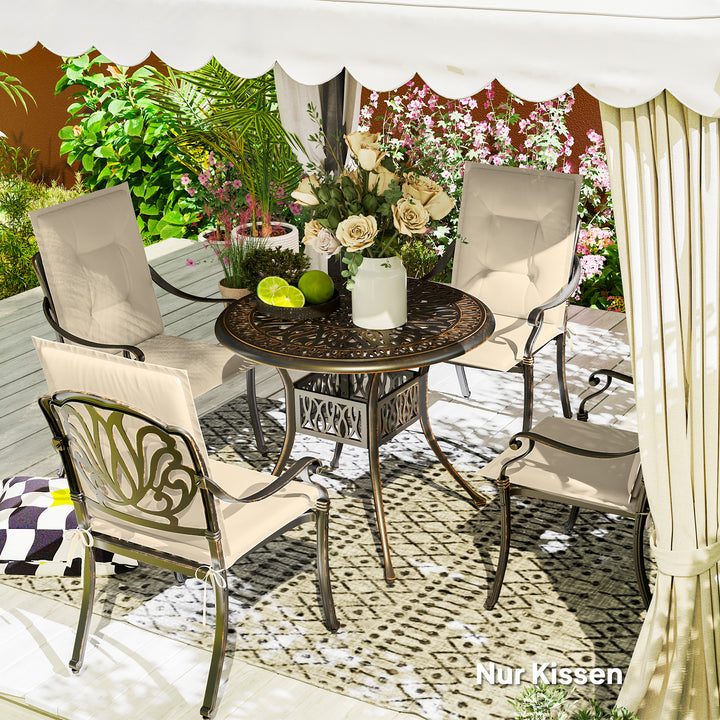 Sæt med 4 siddehynder 108 x 50 x 5 cm stolehynder med bånd, udendørs siddehynde beige