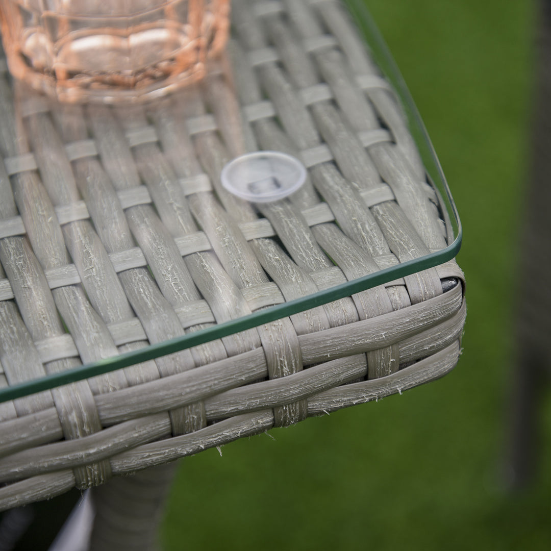 Havemøbelsæt i polyrattan, udendørs lounge med balkonmøbler til 2 personer, 3-delt siddegruppe, 2 stole, bordhynder, havelounge til haven, terrasse, balkon, grå