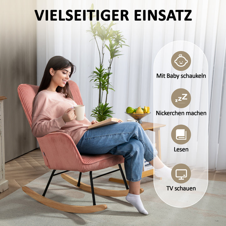 Gyngestol, lænestol, gyngestol, belastningskapacitet op til 120 kg, polyester, 98 x 71 x 101 cm, pink