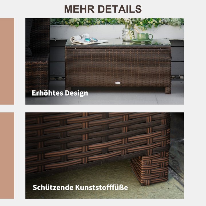 Garden sidebord sofabord havebord balkonbord polyrattan brun 85 x 50 x 39 cm