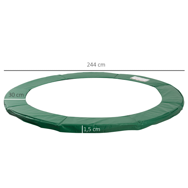Trampolinkantovertræk, sikkerhedsnet, vejrovertræk, stigekantovertræk: Ø 244 cm, grøn