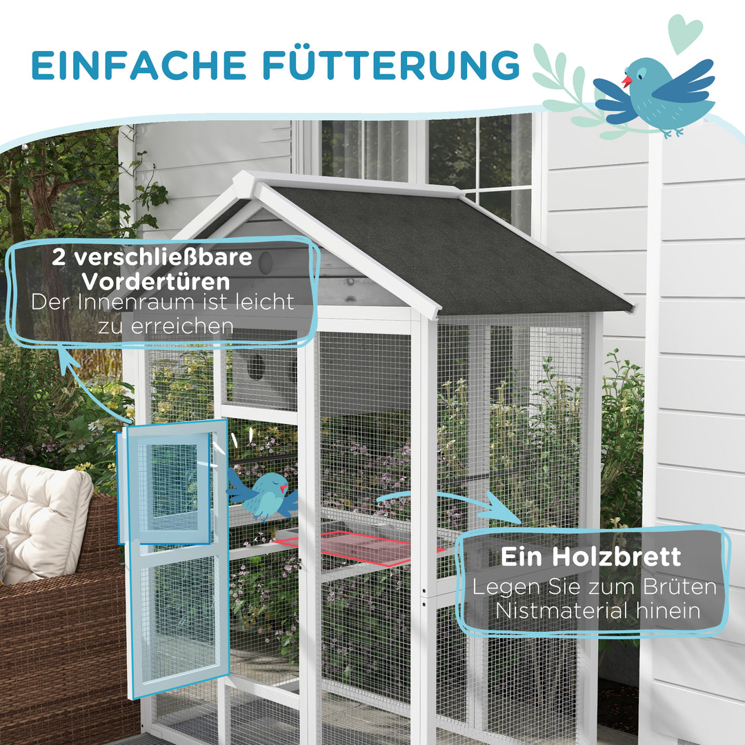 Træfuglebur med 4 siddepladser, asfalttag, vandtæt, 112 x 68 x 154 cm