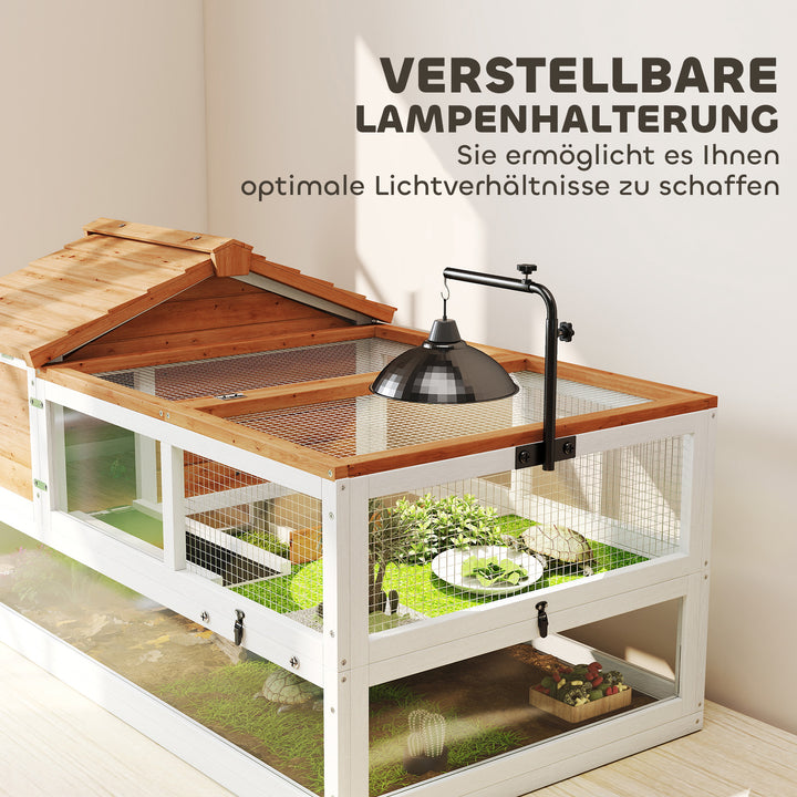 Skildpaddehus, 2-etagers indhegning, lampeholder, bur til små dyr, orange