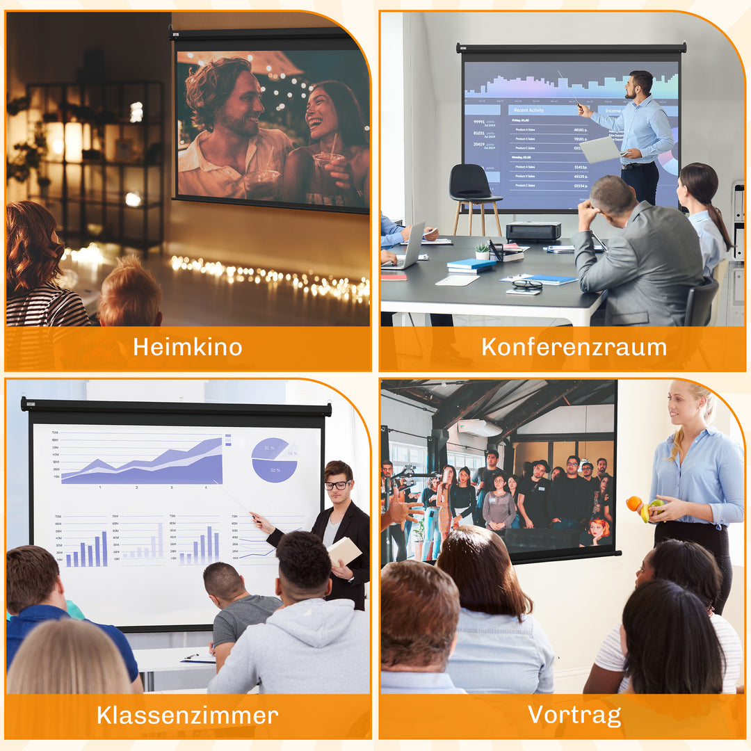 Projektorlærred, projektionslærred, 100 tommer, 4:3, 203 x 152 cm, sort