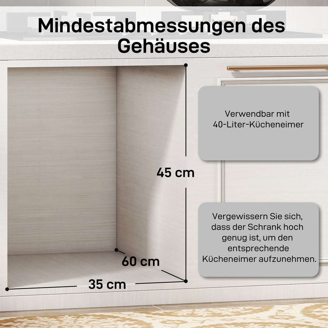 Udtrækkelig affaldsbeholder, 2 x 20 L, aftagelige beholdere, plast, metal, grå