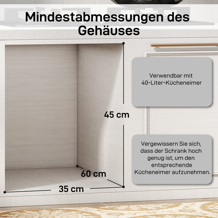 Udtrækkelig affaldsbeholder, 2 x 20 L, aftagelige beholdere, plast, metal, grå