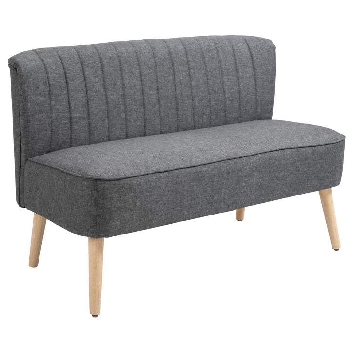 2-Personers sofa, blød polstring, letplejeligt betræk, op til 150 kg, 117 x 56,5 x 77 cm, mørkegrå