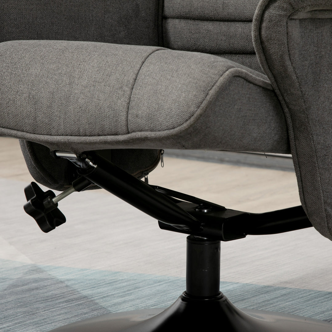 Lænestol med fodskammel, justerbar ryglæn, 69 cm x 71 cm x 104 cm, mørkegrå + sort