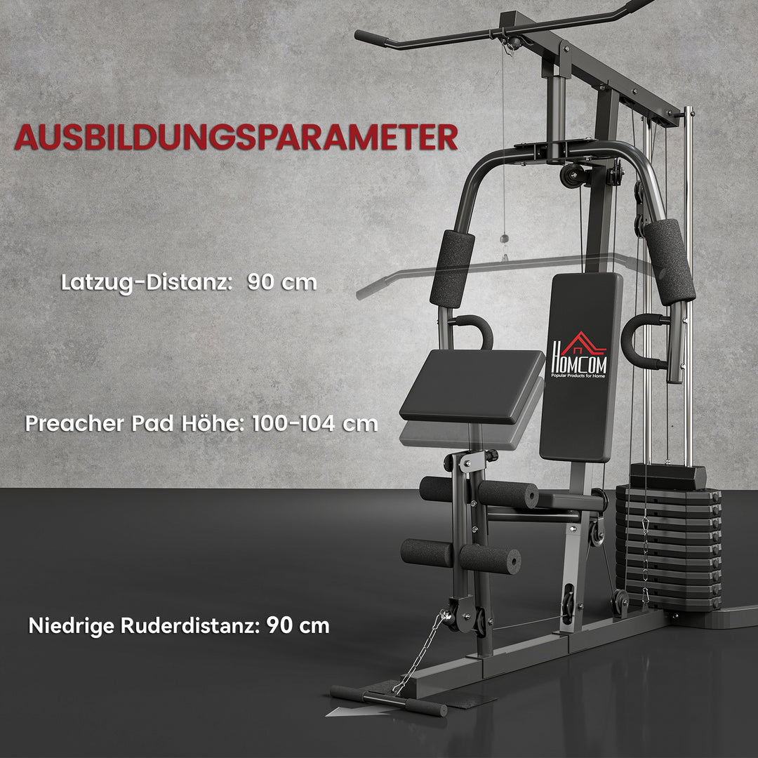 Kraftværk med 45 kg vægtblok 180 x 108 x 200 cm stål sort