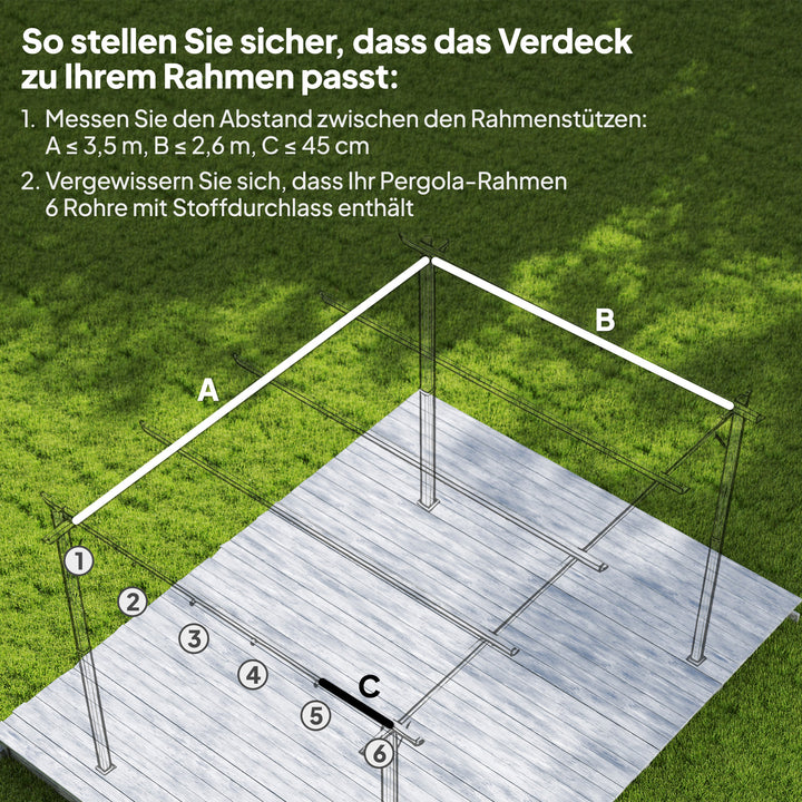Udskiftningstag til 4 x 3 m pergola, udtrækkeligt, med drænhuller til regnvand, vejrbestandigt, polyester, 350 x 260 cm Kaffe
