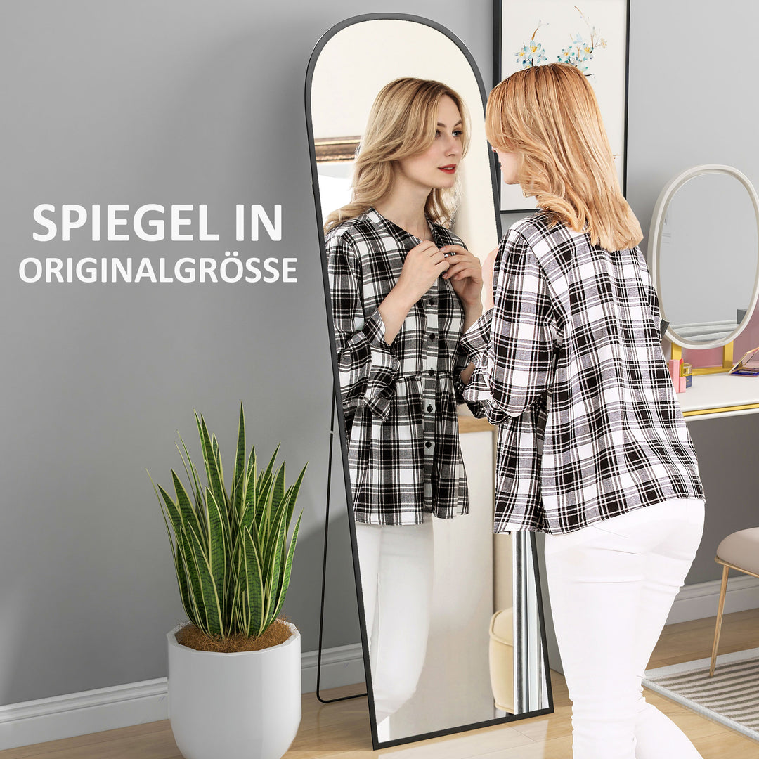 Stående spejl, helkropsspejl, moderne design, 50 cm x 1,5 cm x 161,5 cm, sort