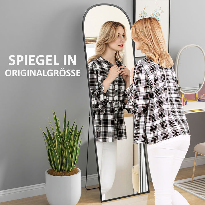 Stående spejl, helkropsspejl, moderne design, 50 cm x 1,5 cm x 161,5 cm, sort